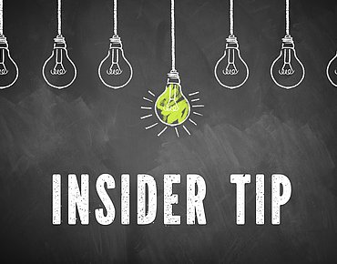 Leuchtene Glühbirne mit Schriftzug: Insider Tip