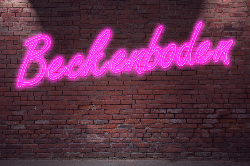 Beckenboden Neon Schriftzug