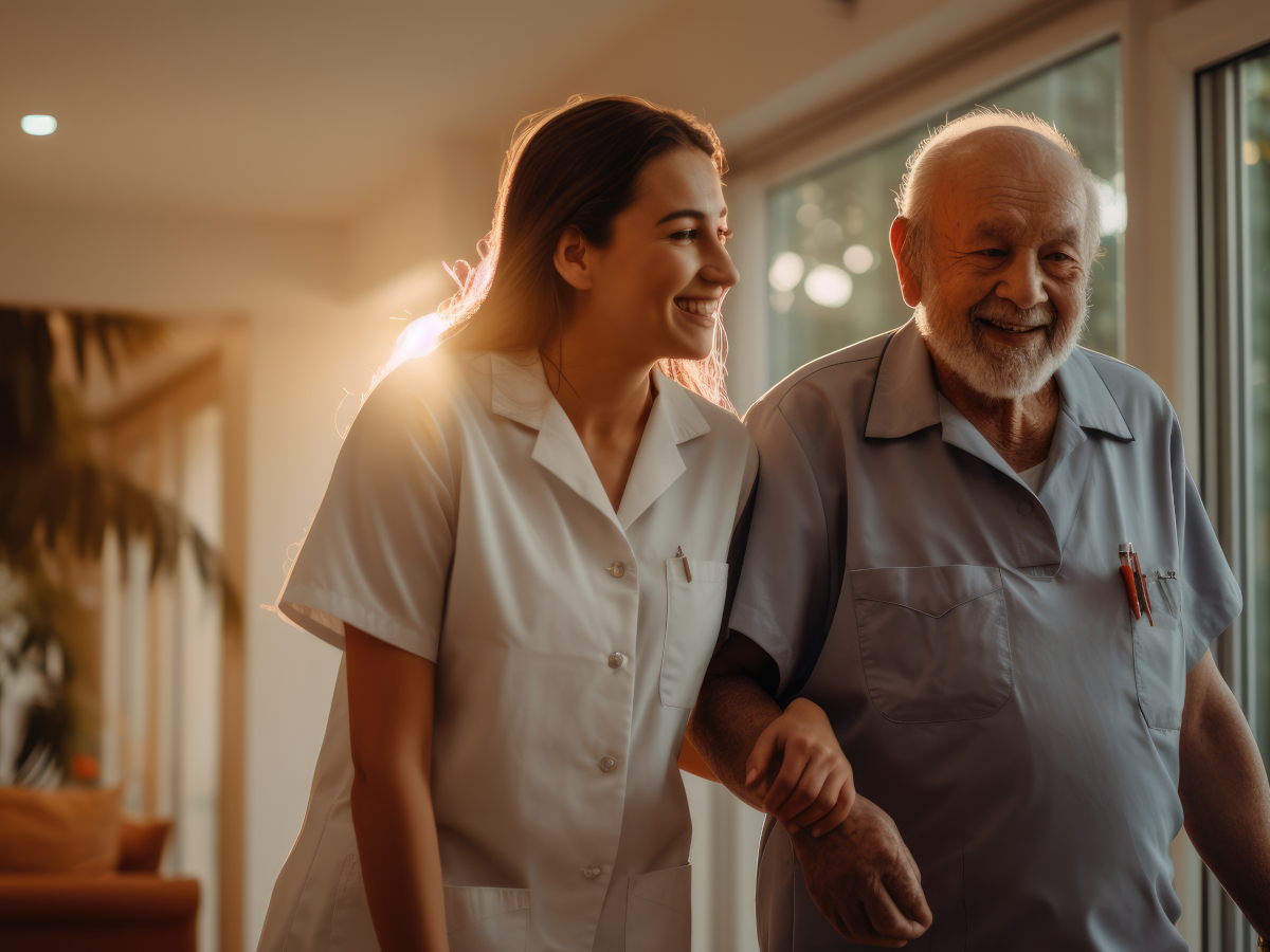 Patient und MFA bei einem Hausbesuch